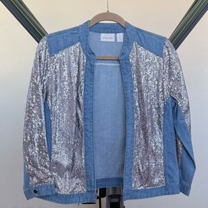 Sequined Denim Jacket size 0 (size 4/6 S)
